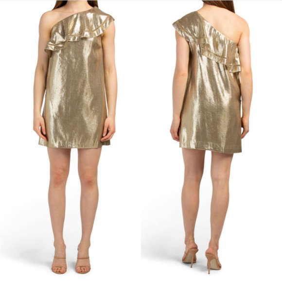 RACHEL ZOE Silk Metallic Woven Dress - Picture 2 of 9